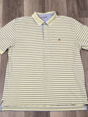 Brooks Brothers Sheep Mens Polo Shirt XLarge Green Striped Performance